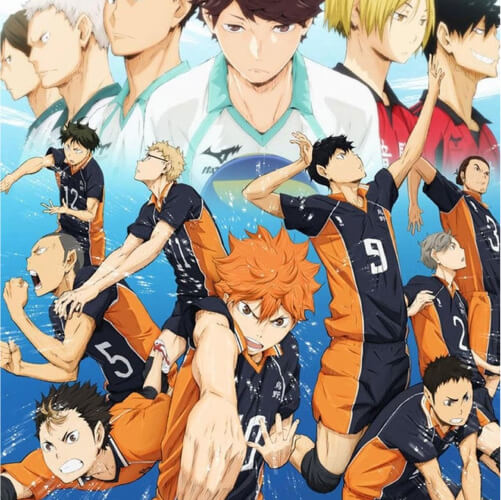 Shoyo and his teammates about to hit the volleyball